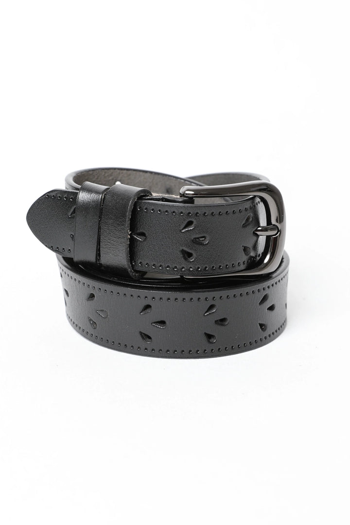 Petal Punch Out Leather Belt