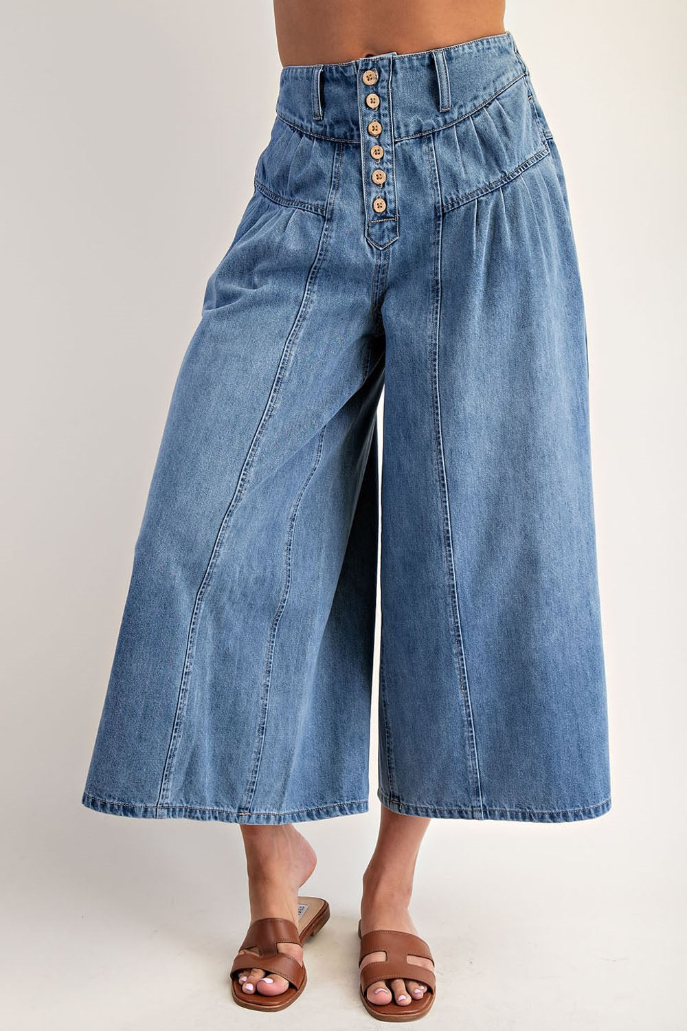 Stone Washed Cropped Culottes