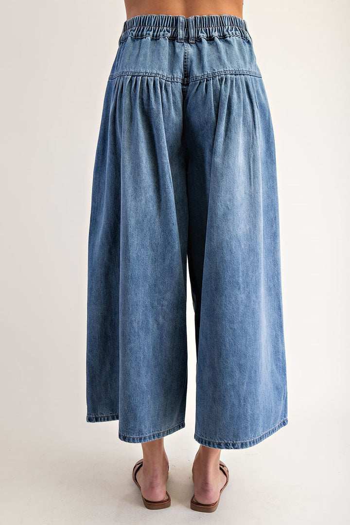 Stone Washed Cropped Culottes