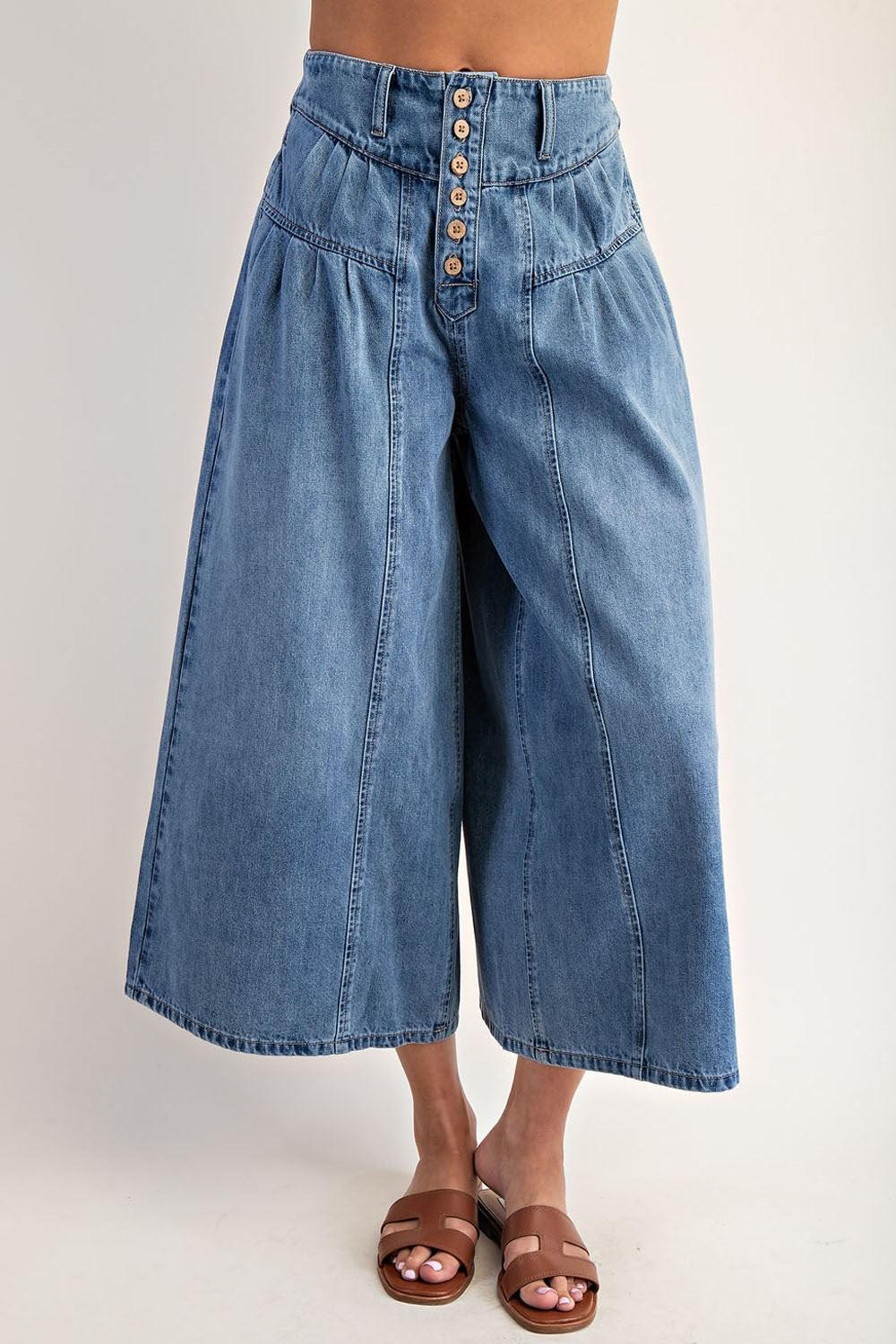 Stone Washed Cropped Culottes