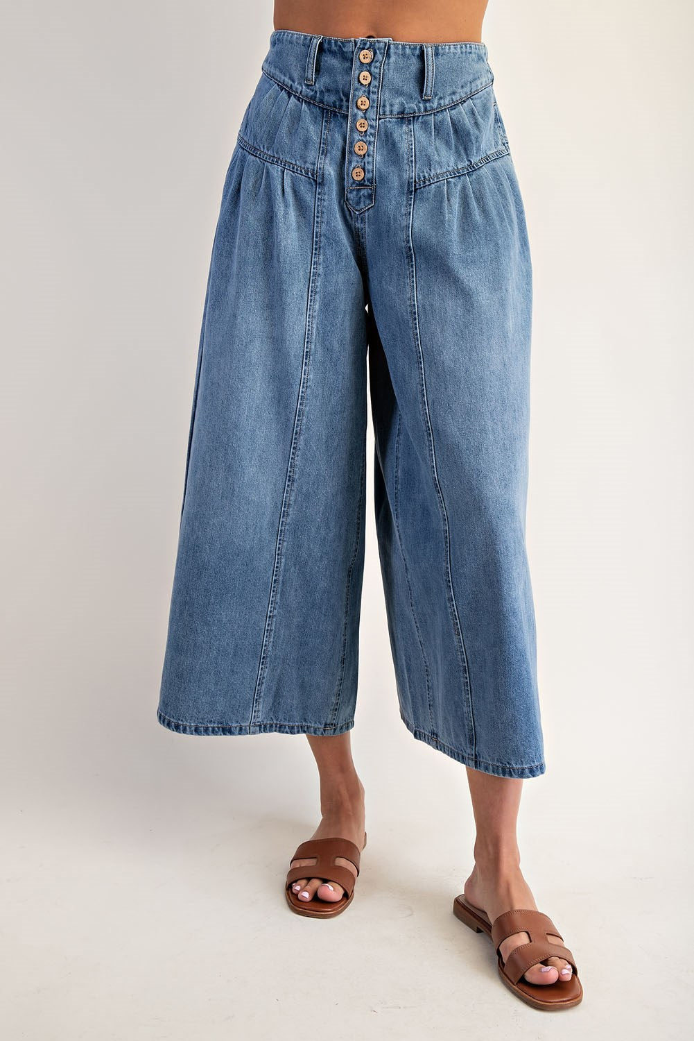 Stone Washed Cropped Culottes