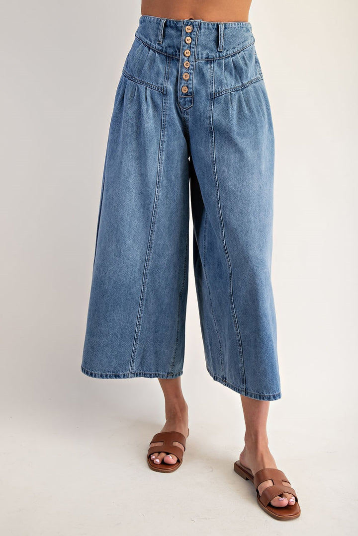 Stone Washed Cropped Culottes