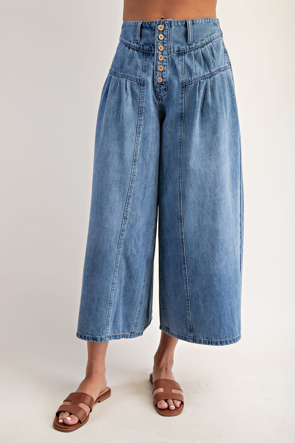 Stone Washed Cropped Culottes