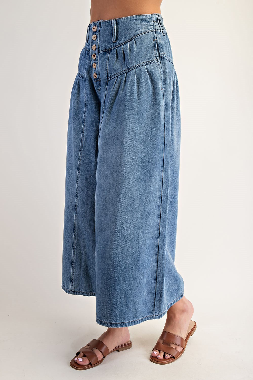 Stone Washed Cropped Culottes