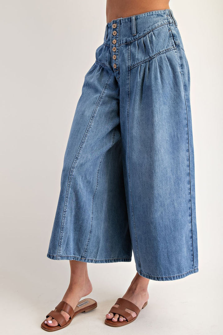 Stone Washed Cropped Culottes
