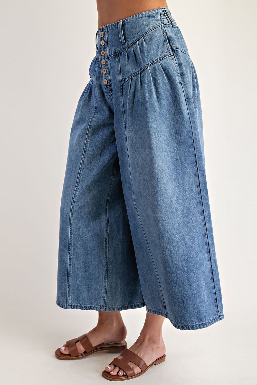 Stone Washed Cropped Culottes