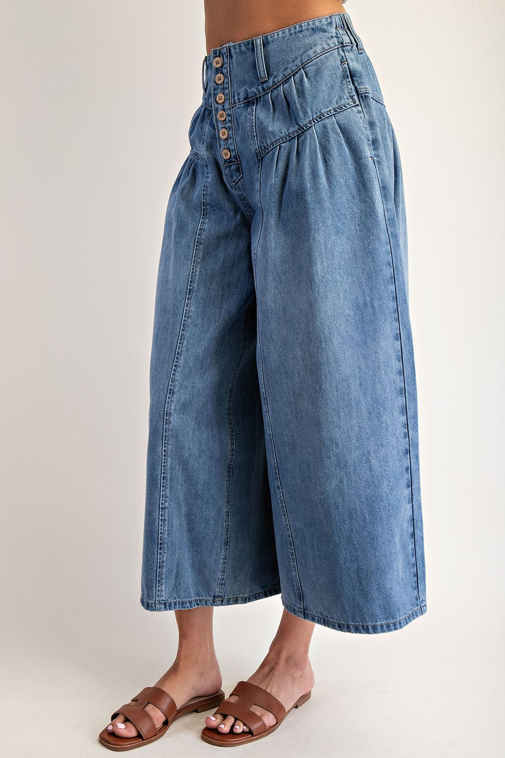 Stone Washed Cropped Culottes