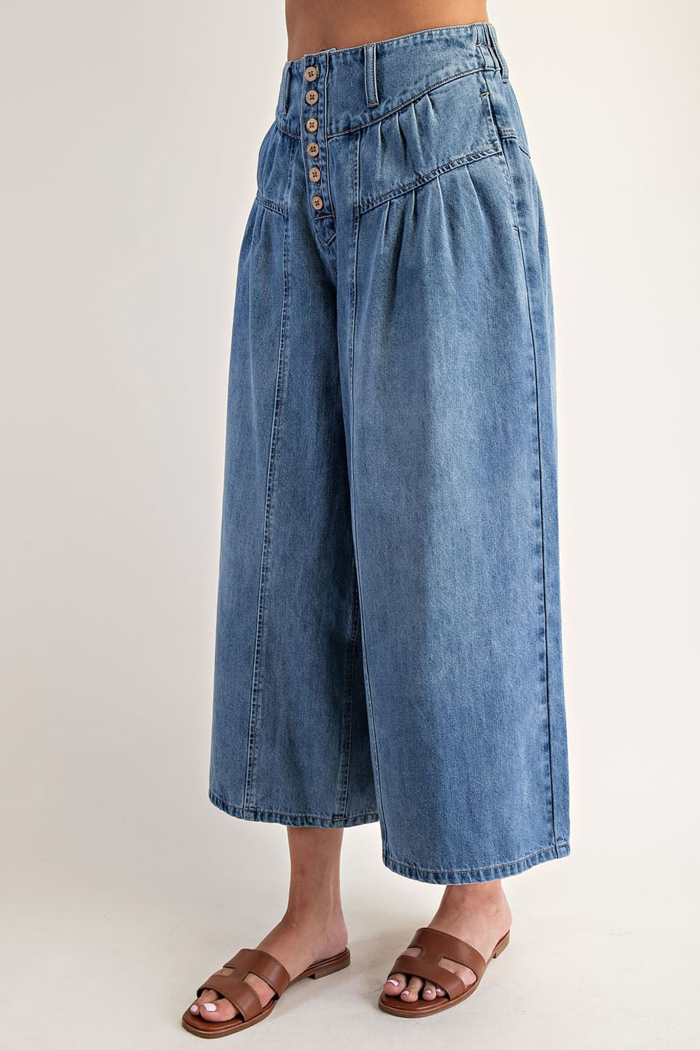 Stone Washed Cropped Culottes