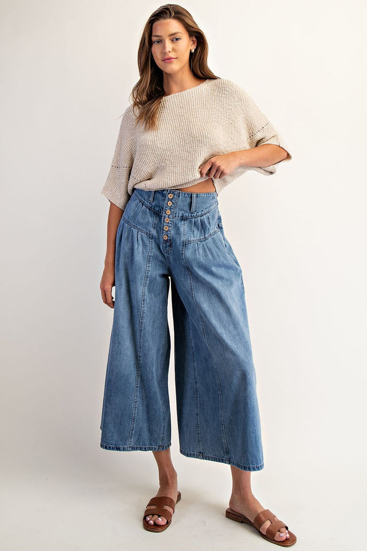 Stone Washed Cropped Culottes
