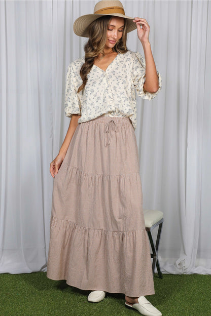 Cotton Gingham Maxi Skirt