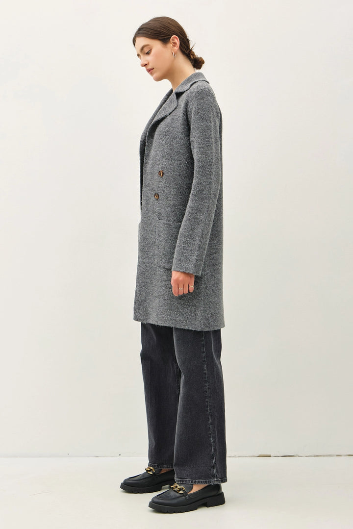 Trench Style Knit Cardigan