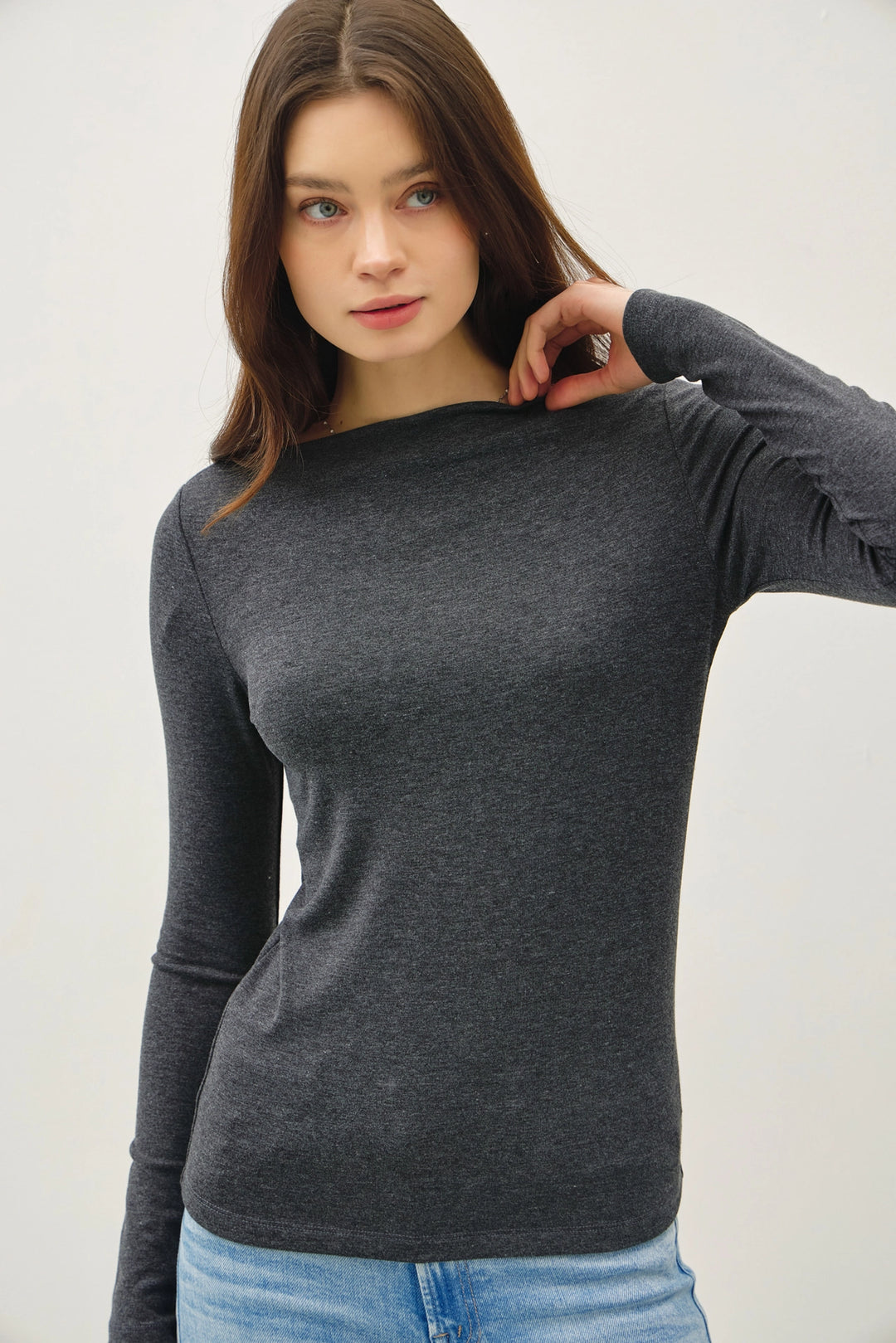 Soft Boat Neck Longsleeve Top