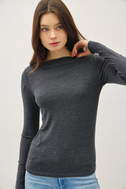Soft Boat Neck Longsleeve Top