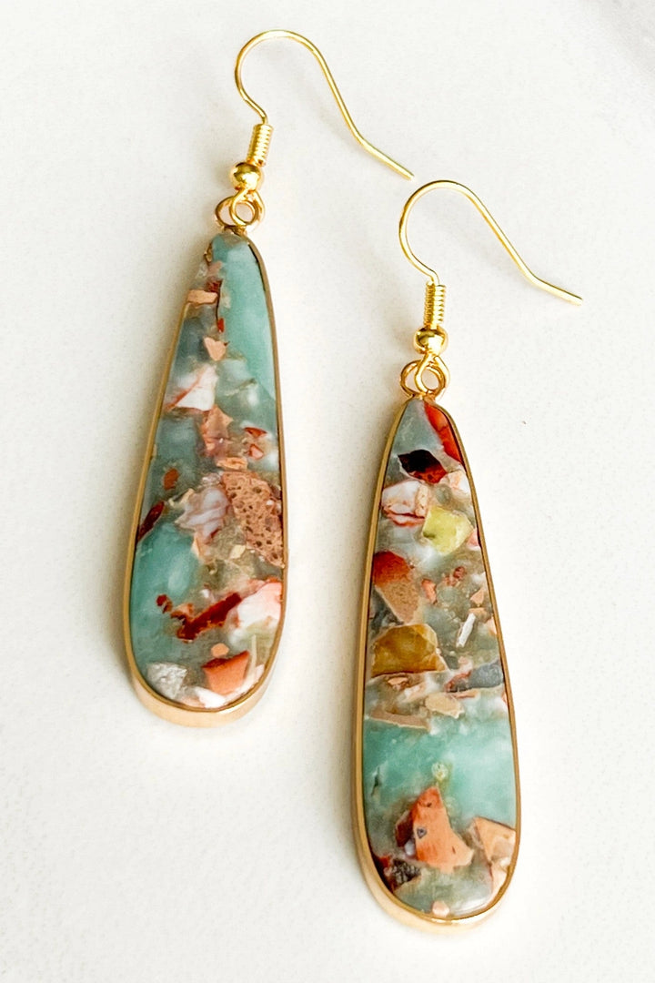 Mixed Stone Skinny Teardrop Dangle