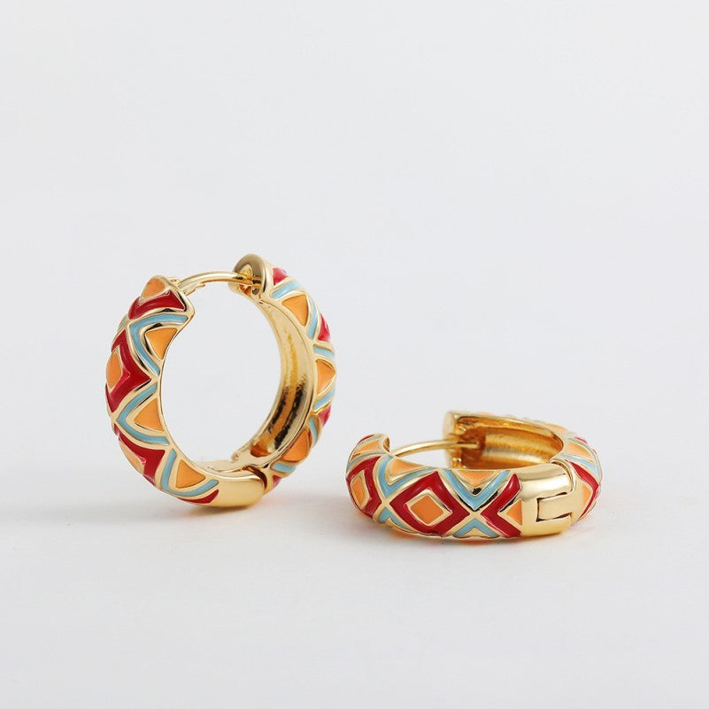 Aztec Cloisonnée Hoops