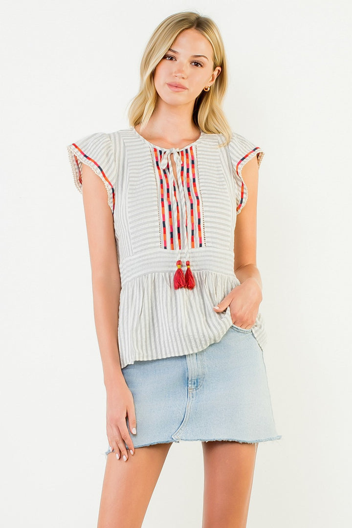 Striped Top With Tassels