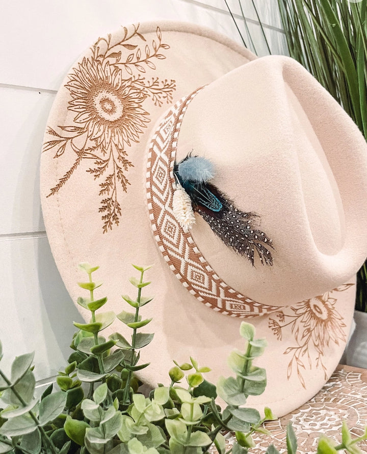 Floral Engraved Boho Hat