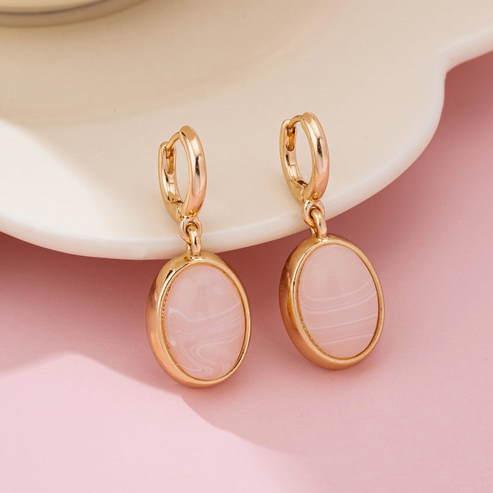 Oval Stone Drop Huggies