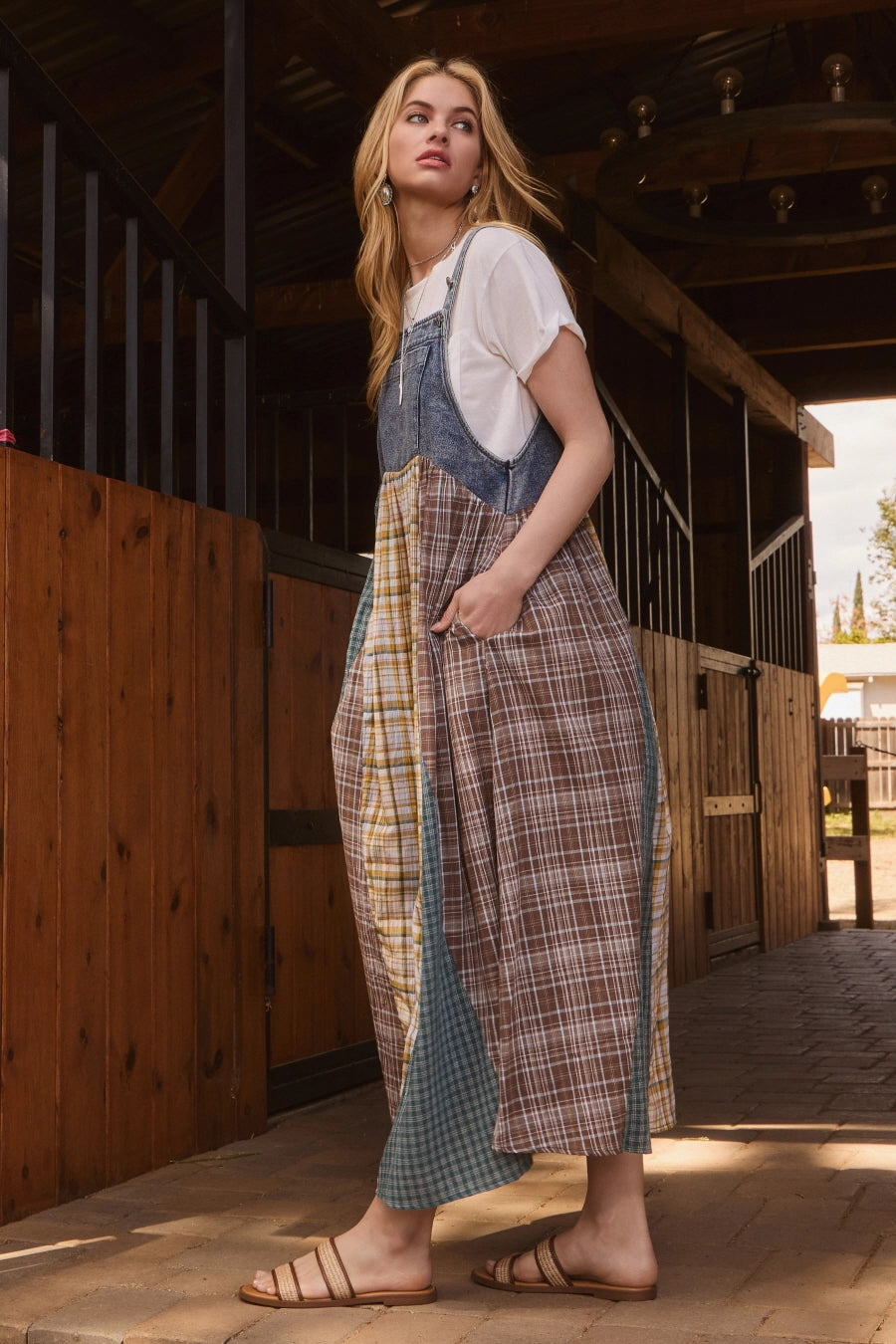 Patchwork Denim Overall Dress