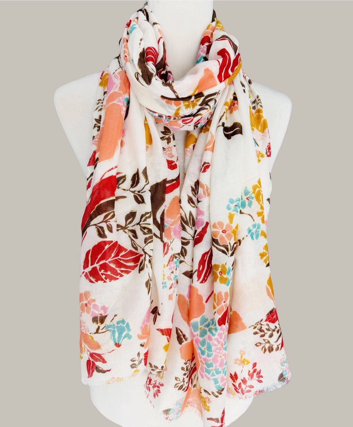 Gold Foil Accent Floral Scarf