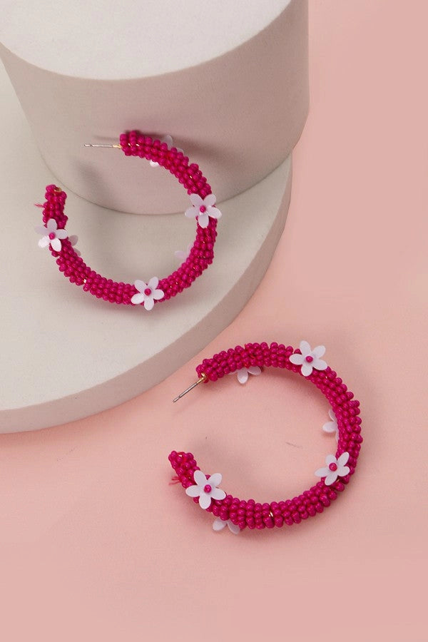 Seedbead Flower Hoops