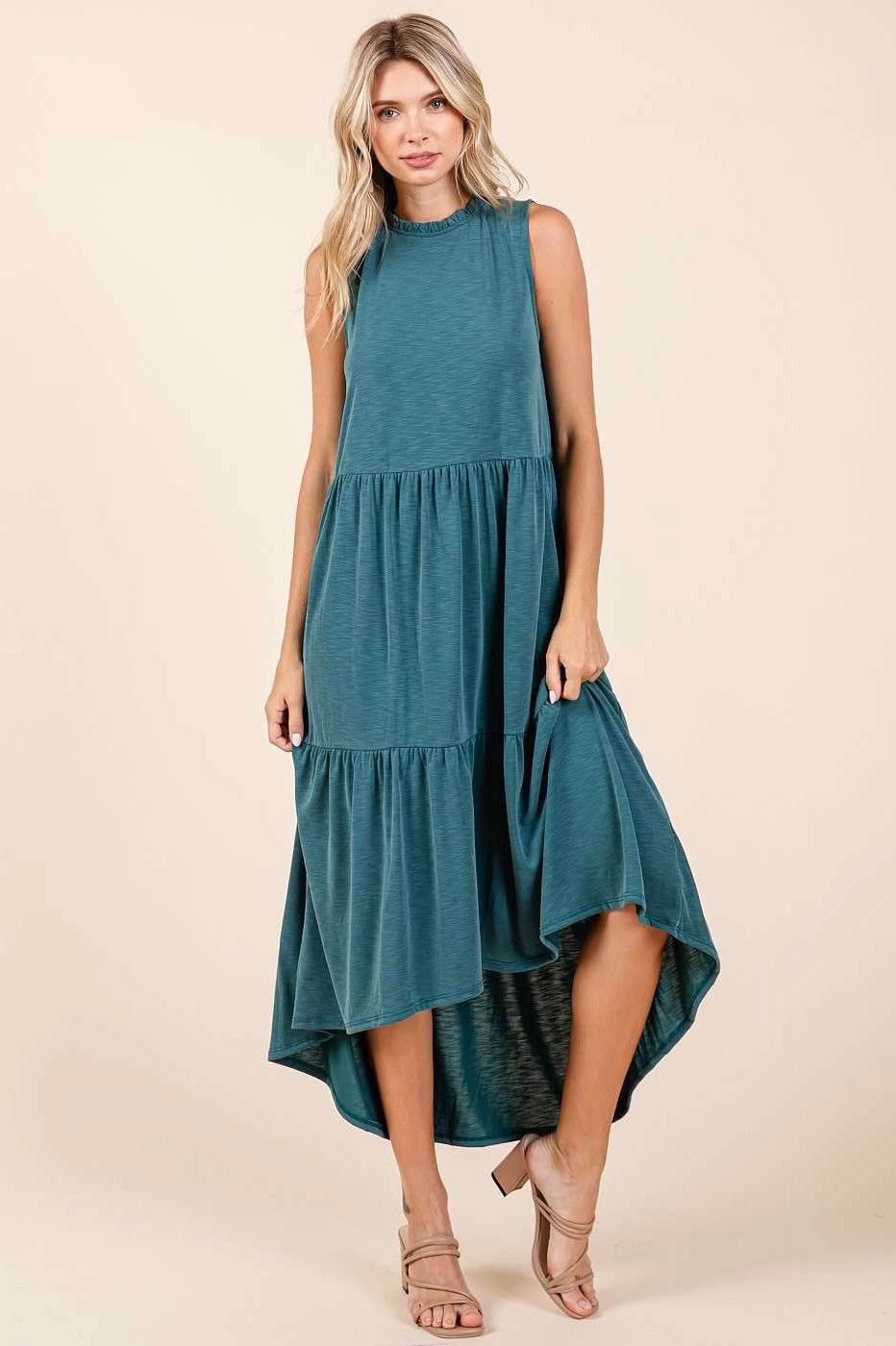 Tiered Hi-Low Maxi Dress