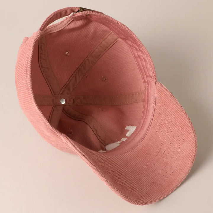 Floral Embroidered Corduroy Ball Cap