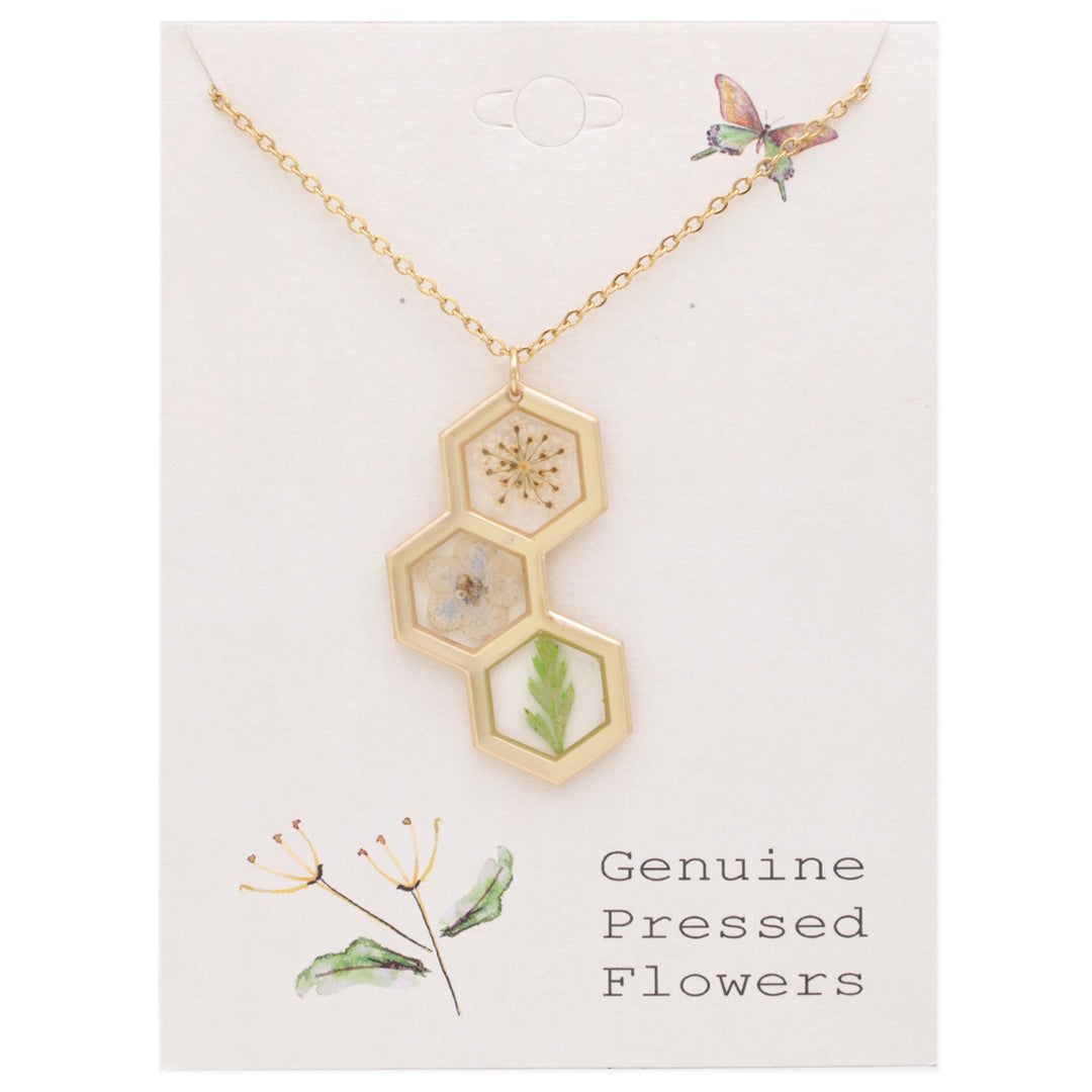 Dried Flower Honeycomb Necklace