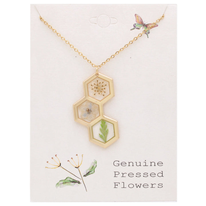 Dried Flower Honeycomb Necklace