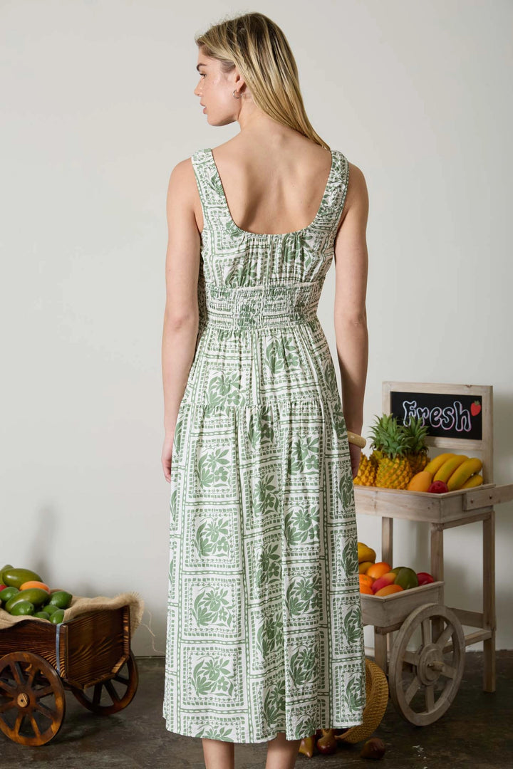 Olive Tile Print Dress