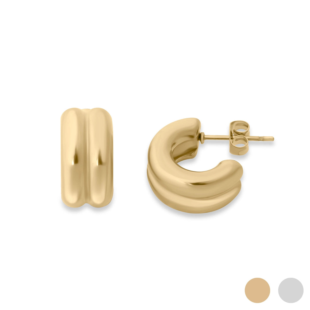 Double Hoop Huggie Studs