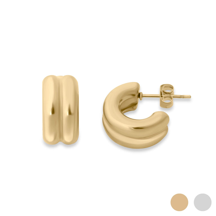 Double Hoop Huggie Studs