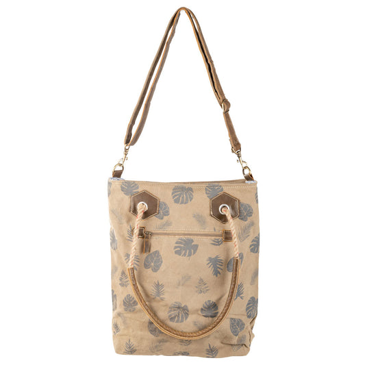 'Feathers + Leaves' Repurposed Canvas Tote Bag