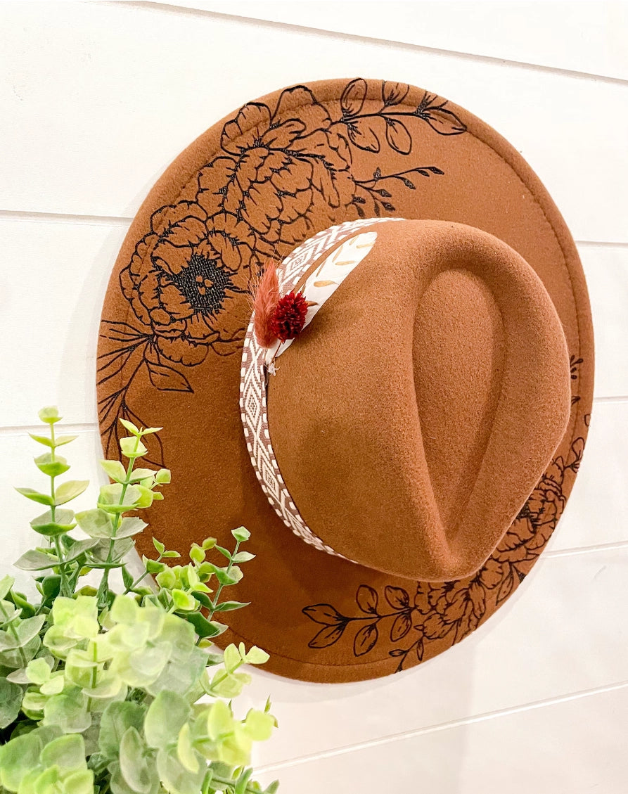Floral Engraved Boho Hat