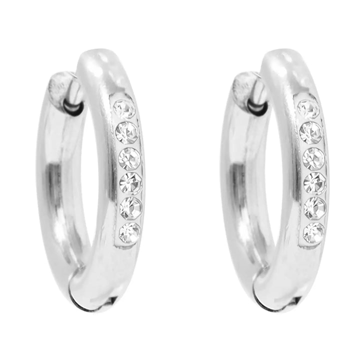 CZ Inlay Huggie Hoops