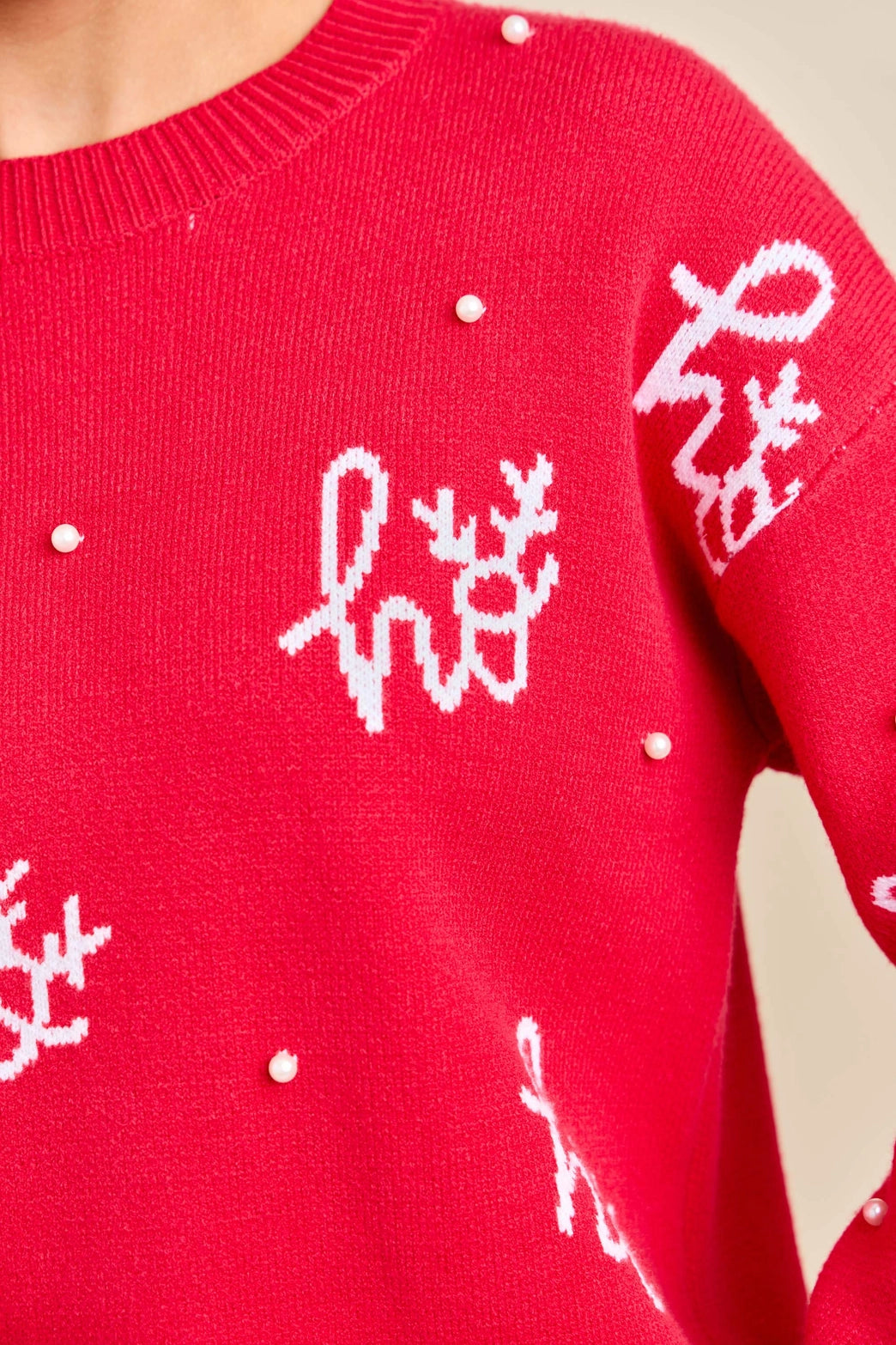 'Ho Ho Ho' Pearl Knit Sweater