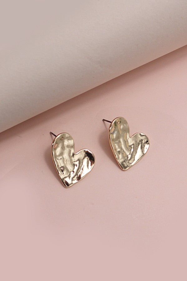 Hammered Heart Studs