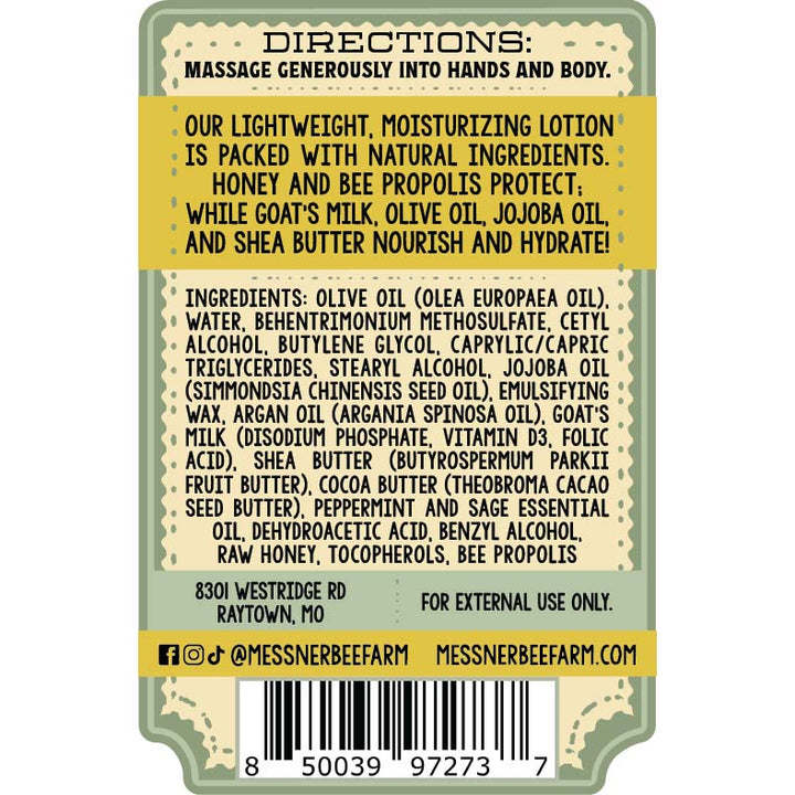 Peppermin Sage - Milk and Honey Lotion 2oz