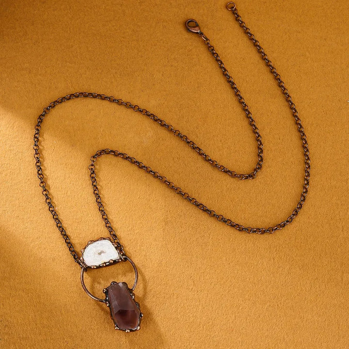 Bronze + Agate + Amethyst Necklace