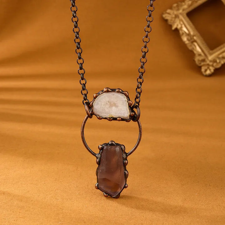 Bronze + Agate + Amethyst Necklace