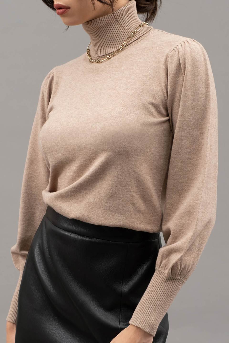 High Turtle Neck Knit Top