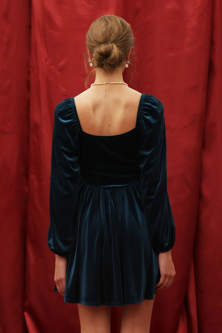 Teal Velvet Mini Dress