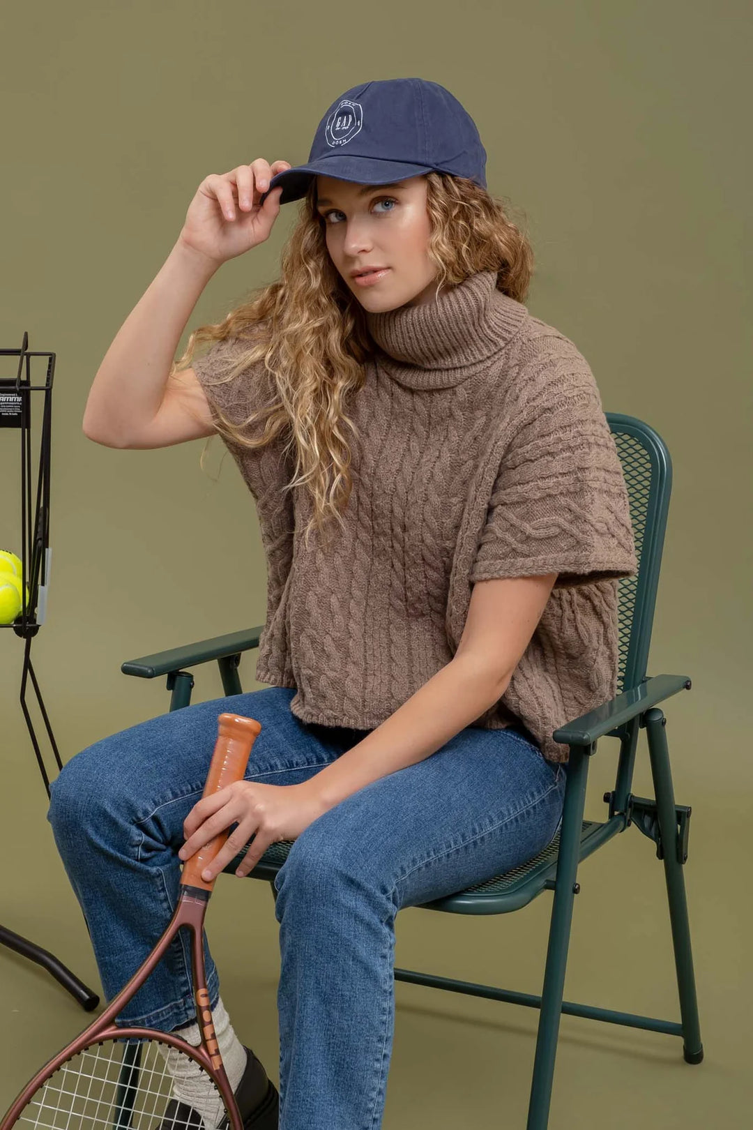 Short Sleeve Cable Knit Top