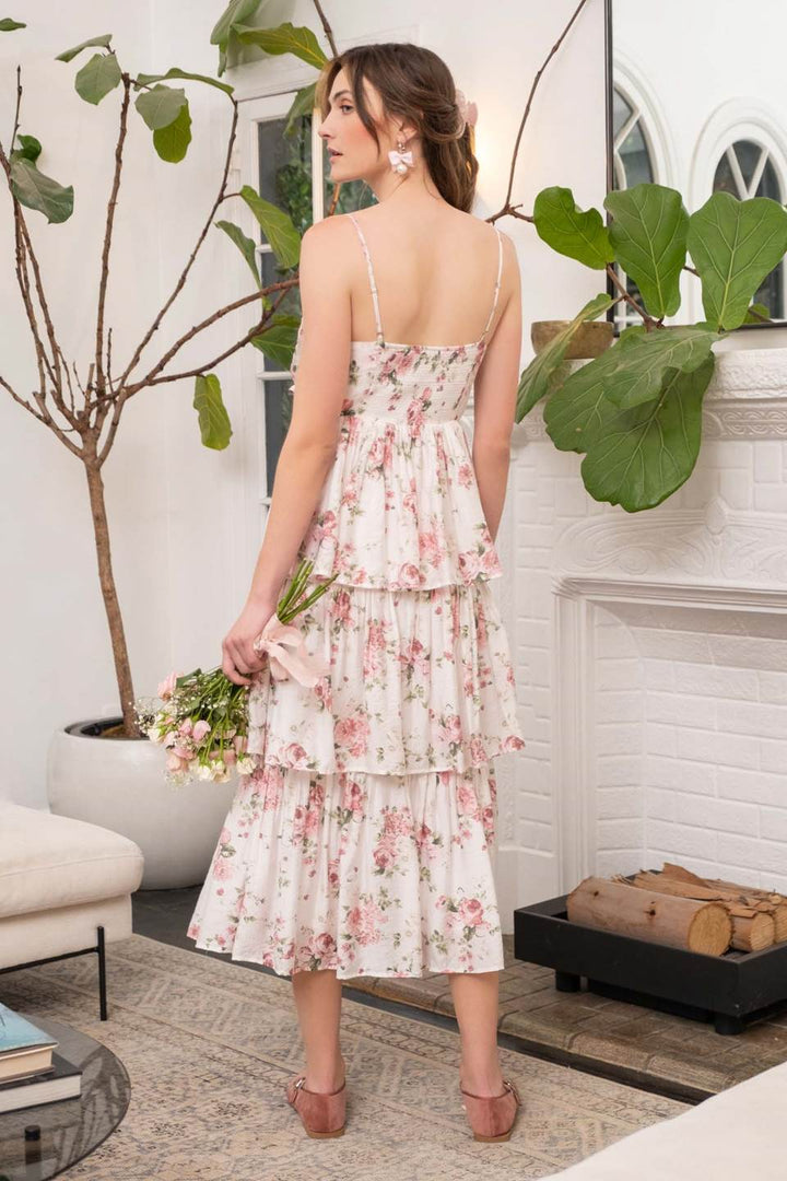 Bow Accent Floral Midi Dress