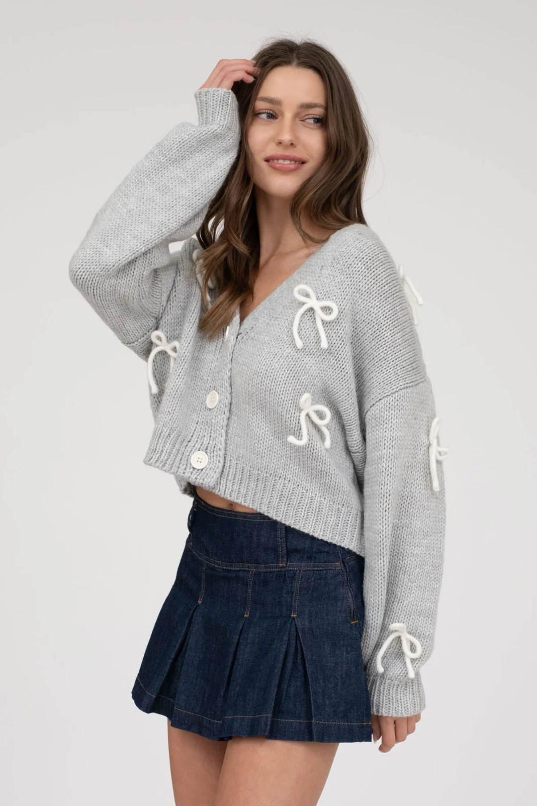 Bow Detail Cropped Cardigan