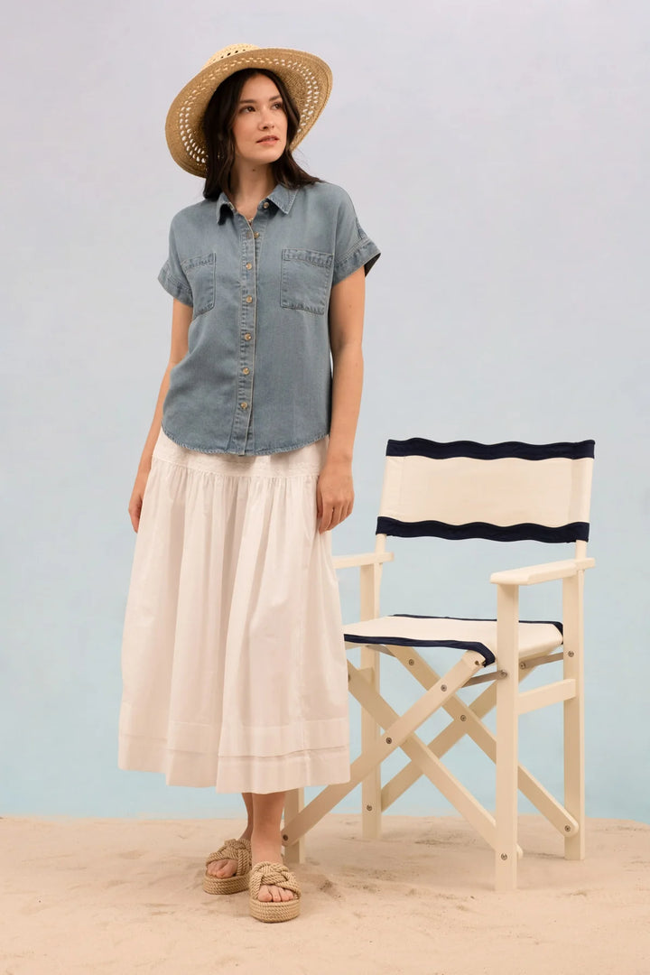 Chambray Button Down Top