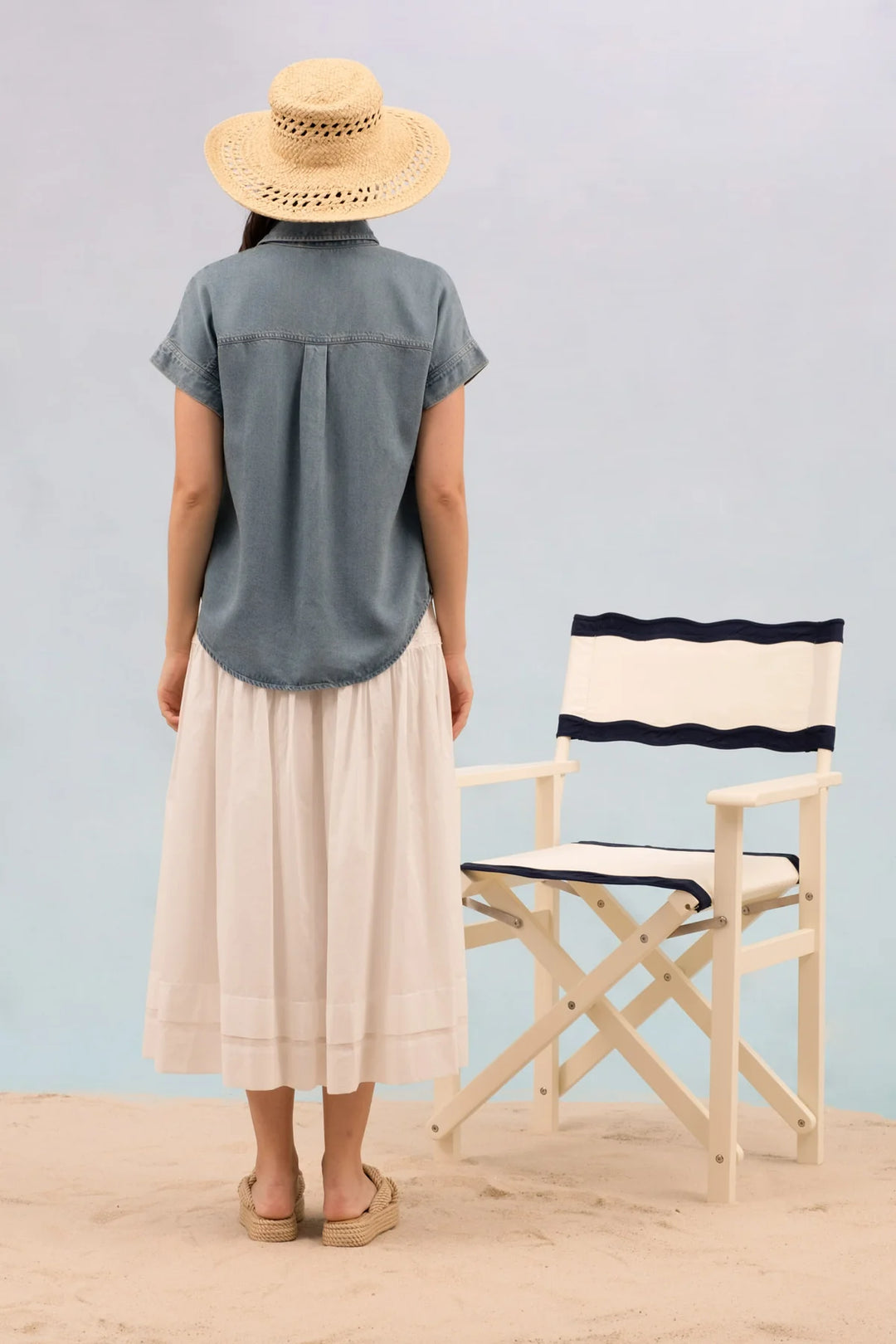 Chambray Button Down Top