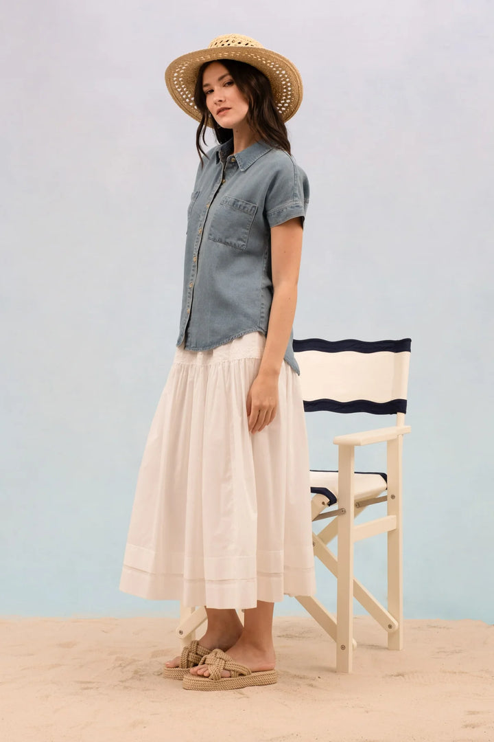 Chambray Button Down Top
