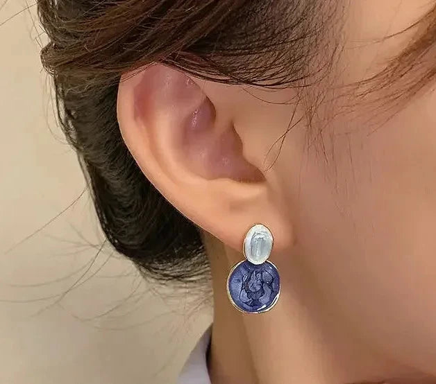 Blue Oil Drop Earrings