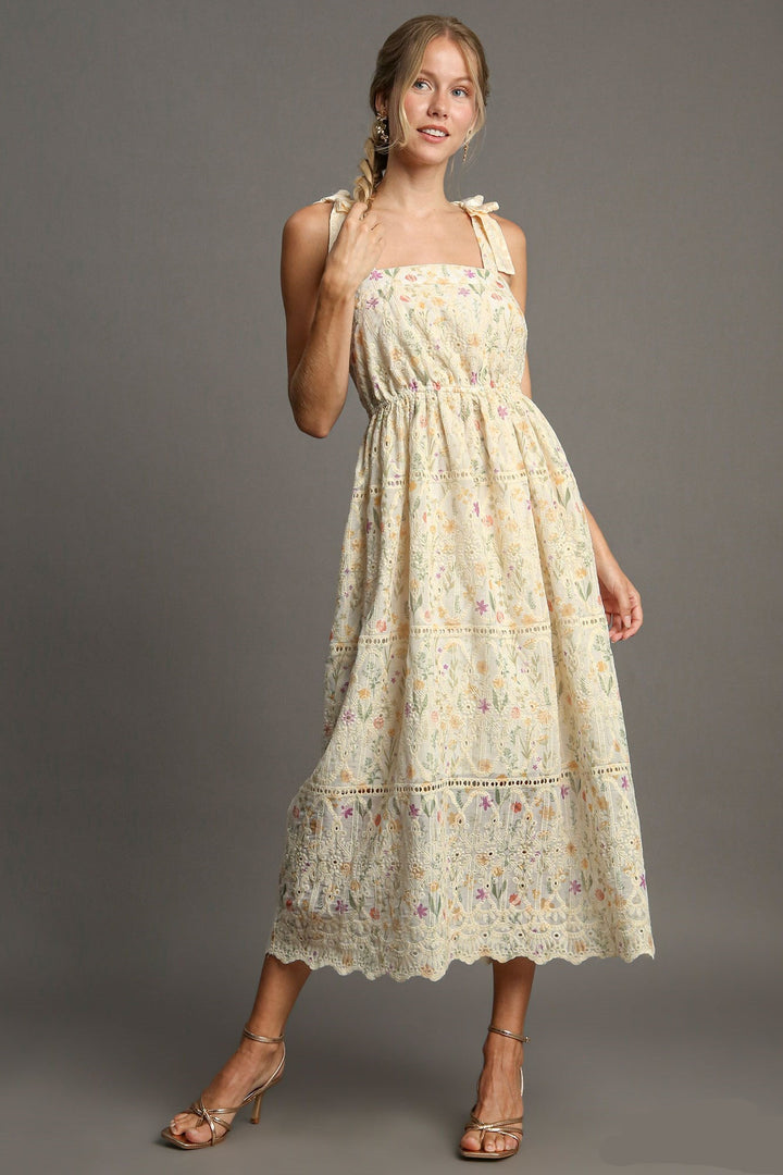 Bow Tie Strap Floral Dress